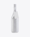 Wine Bottle in Glossy Paper Wrap w/ Label Mockup