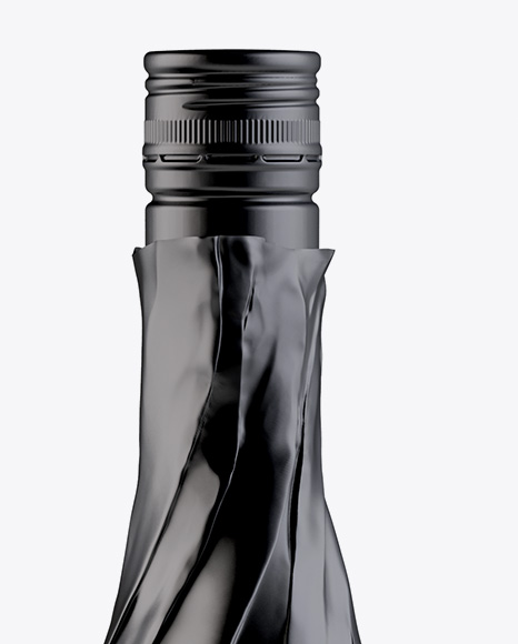 Wine Bottle in Glossy Paper Wrap Mockup