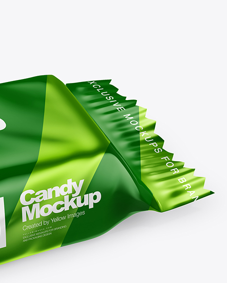 Metallic Candy Package Mockup - Half Side View