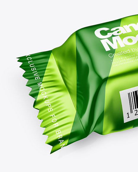 Metallic Candy Package Mockup - Half Side View