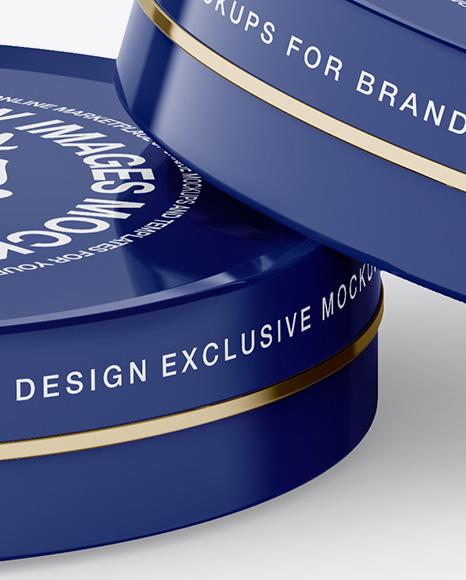 Two Glossy Round Cosmetic Jars Mockup Two Glossy Round Cosmetic Jars Mockup