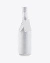 Wine Bottle in Matte Paper Wrap w/ Label Mockup