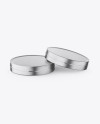 Two Metallic Round Cosmetic Jars Mockup Two Metallic Round Cosmetic Jars Mockup