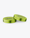 Two Metallic Round Cosmetic Jars Mockup Two Metallic Round Cosmetic Jars Mockup