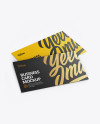 Two Textured Business Cards Mockup - Half Side View (High-Angle Shot)