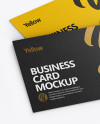 Two Textured Business Cards Mockup - Half Side View (High-Angle Shot)