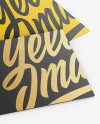 Two Textured Business Cards Mockup - Half Side View (High-Angle Shot)
