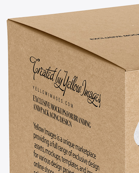 Kraft Box Mockup - Half Side View (High-Angle Shot)