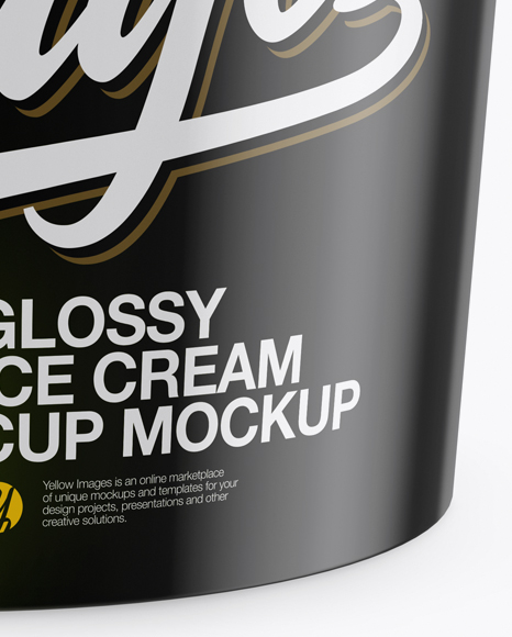 Glossy Ice Cream Cup Mockup (High-Angle Shot)