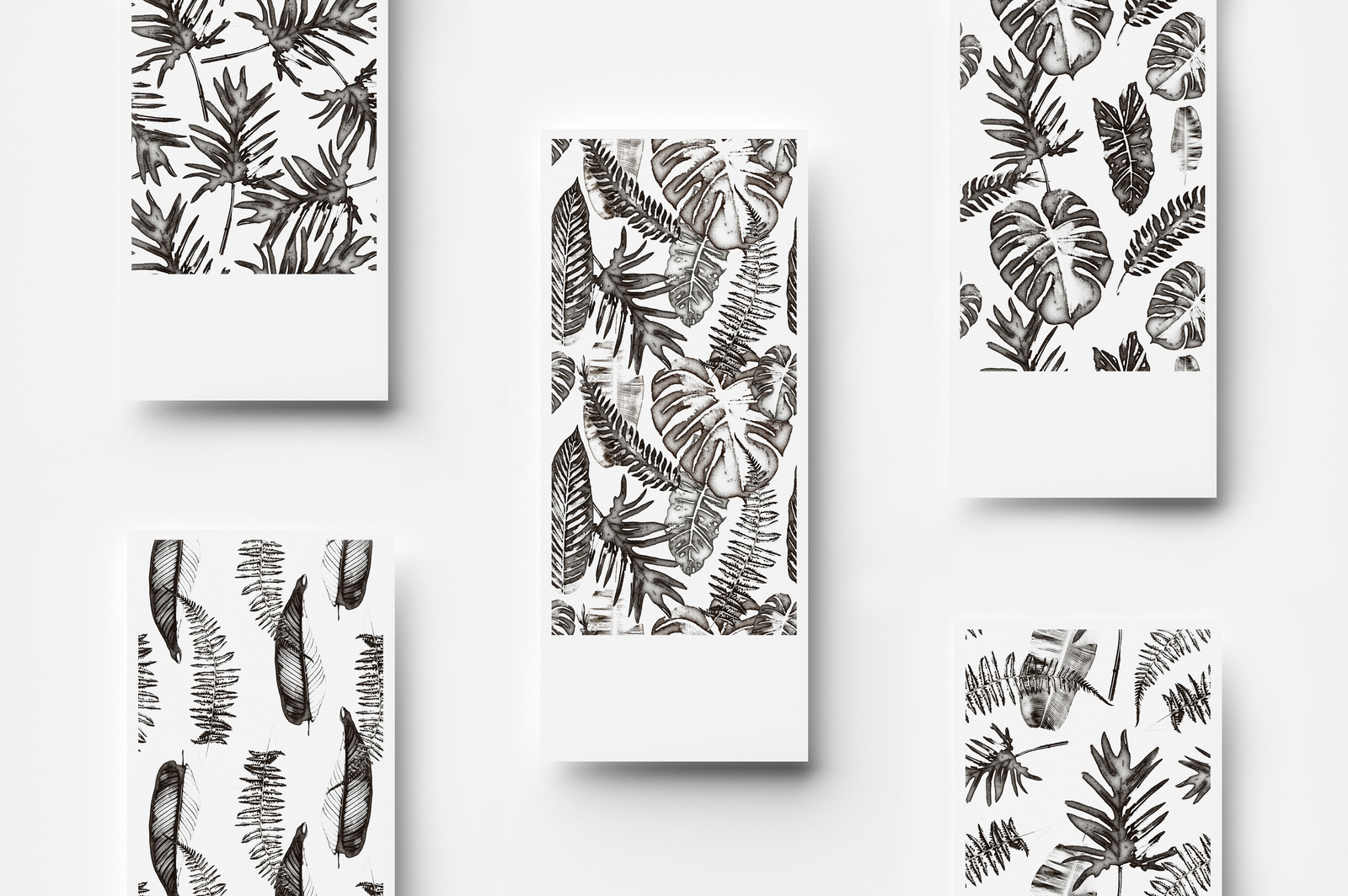 B&amp;W Jungle - Seamless Patterns