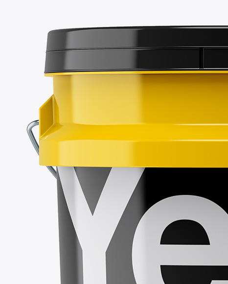 5L Glossy Paint Bucket Mockup - Front View