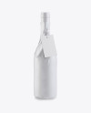 Wine Bottle in Glossy Paper Wrap w/ Label Mockup