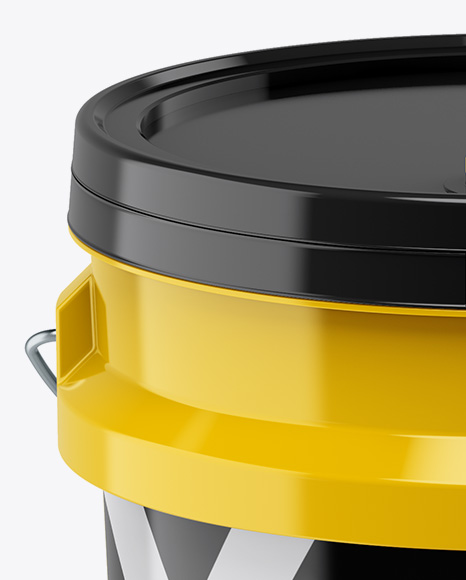 5L Glossy Paint Bucket Mockup - Front View (High-Angle Shot)