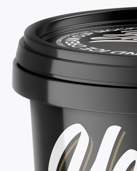 Glossy Ice Cream Cup Mockup (High-Angle Shot)