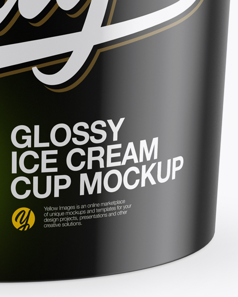 Glossy Ice Cream Cup Mockup (High-Angle Shot)