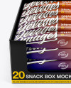 20 Snack Bars Box Mockup - Front View (High-Angle Shot)