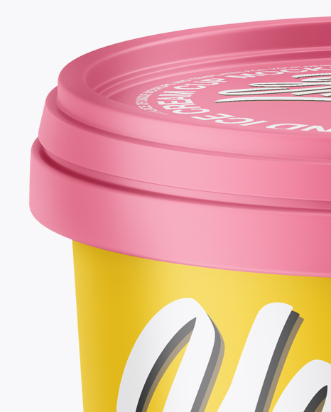 Matte Ice Cream Cup Mockup (High-Angle Shot)