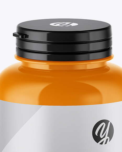 Glossy Pills Bottle Mockup (High-Angle Shot)