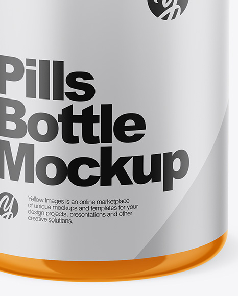 Glossy Pills Bottle Mockup (High-Angle Shot)