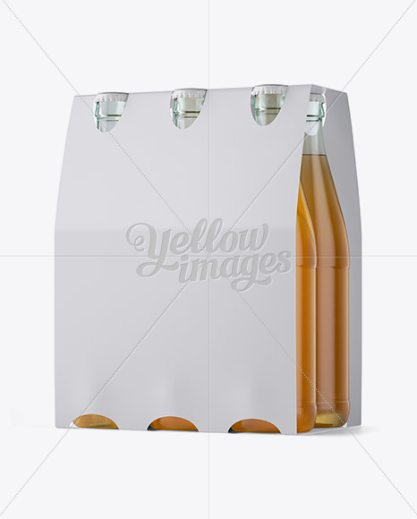 White Paper 6 Pack Beer Bottle Carrier Mockup - 3/4 View