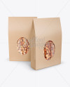 Two Kraft Stand-Up Pouches W/ Nuts Mockup - Front View