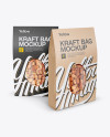 Two Kraft Stand-Up Pouches W/ Nuts Mockup - Front View