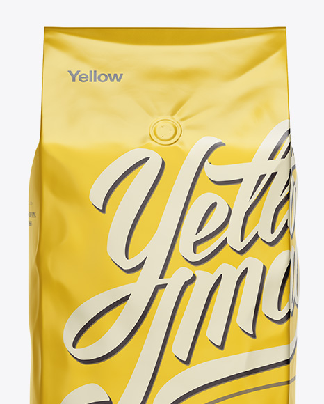 2,5 kg Matte Metallic Coffee Bag With Valve Mockup - Front View