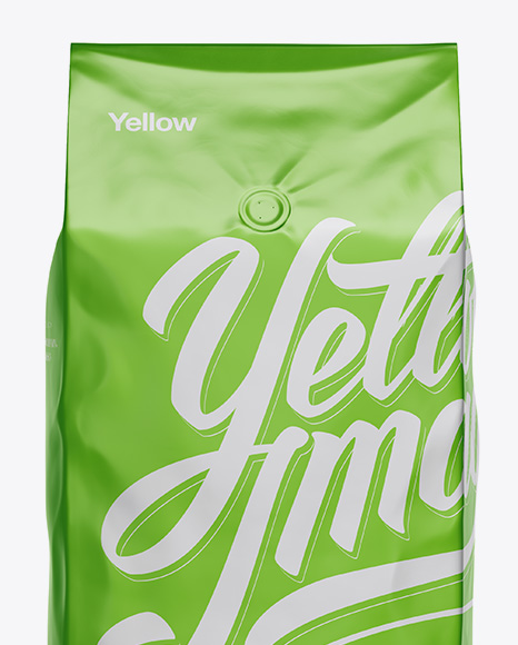 2,5 kg Matte Metallic Coffee Bag With Valve Mockup - Front View