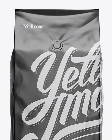 2,5 kg Matte Metallic Coffee Bag With Valve Mockup - Front View