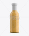 Mustard Glass Bottle W/ Shrink Band Mockup