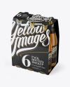 White Paper 6 Pack Beer Bottle Carrier Mockup - 3/4 View (High-Angle Shot)