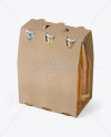 Kraft Paper 6 Pack Beer Bottle Carrier Mockup - 3/4 View (High-Angle Shot)