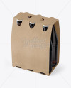 Kraft Paper 6 Pack Amber Bottle Carrier Mockup - 3/4 View (High-Angle Shot)