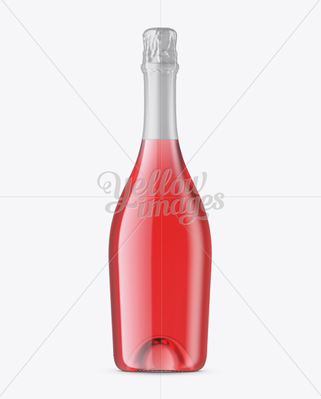 Pink Champagne Bottle Mockup - Front View