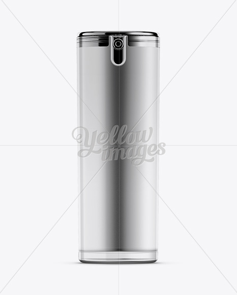 Airless Pump Metallic Bottle Mockup - Front View