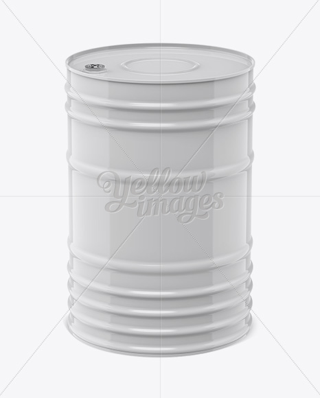 200L Metal Barrel Mockup - Front View (High-Angle Shot) - Free Download