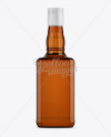 Amber Bottle W/ Whiskey Mockup - Front View