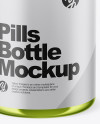 Metallic Pills Bottle Mockup (High-Angle Shot)