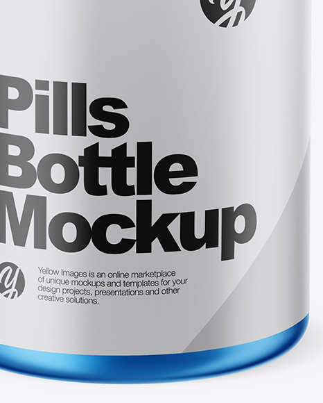 Matte Metallic Pills Bottle Mockup (High-Angle Shot)