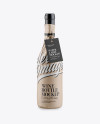 Wine Bottle in Kraft Paper Wrap w/ Label Mockup