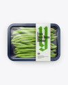 Plastic Tray With Green Beans Mockup - Top View