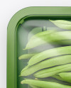 Plastic Tray With Green Beans Mockup - Top View