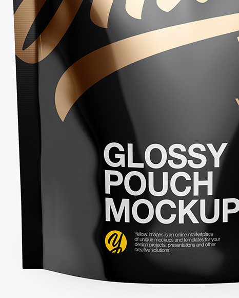 Glossy Stand Up Pouch Mockup - Front View