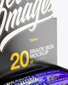 20 Metallic Snack Bars Box Mockup - Half Side View (High-Angle Shot)