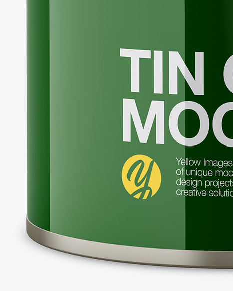 Glossy Tin Can Mockup - Front View