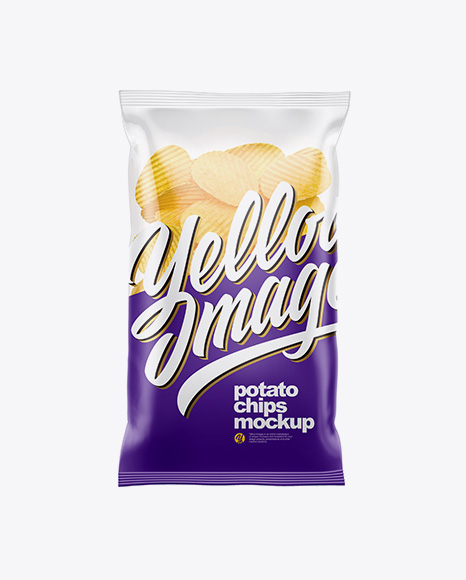 Clear Plastic Bag With Corrugated Potato Chips Mockup