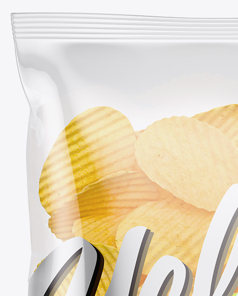 Clear Bag With Corrugated Potato Chips Mockup   Free Download Images