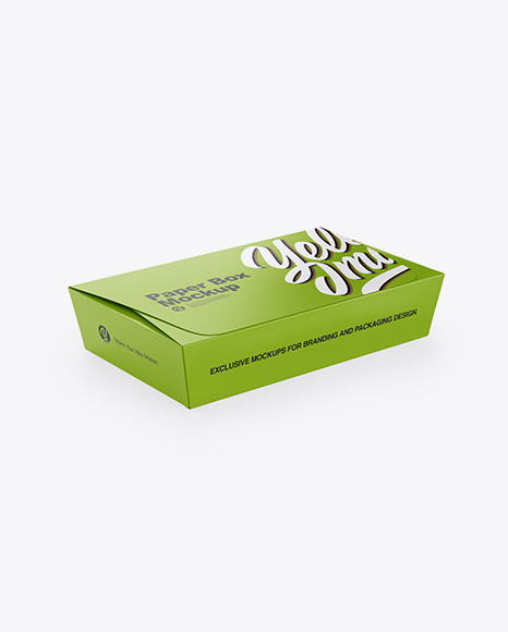 Paper Box Mockup - Half Side View (High-Angle Shot)