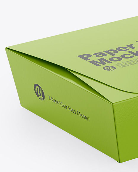 Paper Box Mockup - Half Side View (High-Angle Shot)