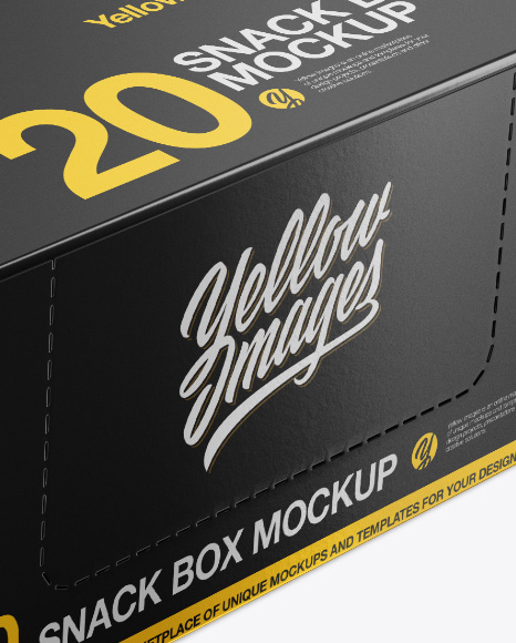 20 Snack Bars Closed Box Mockup - Half-Side View (High-Angle Shot)